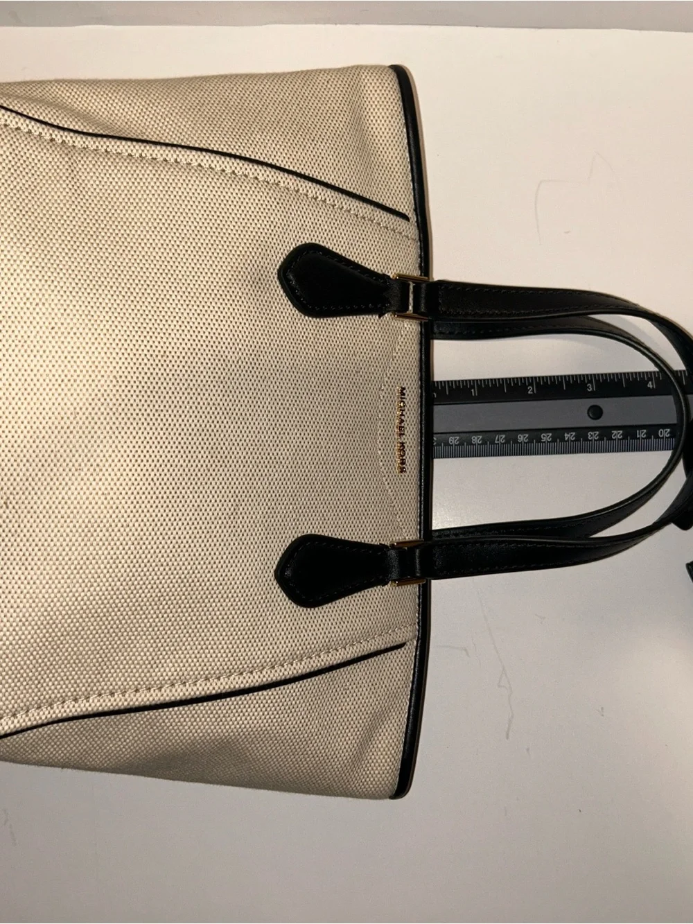 MICHAEL Michael Kors Black & Cream Canvas satchel with leather trim